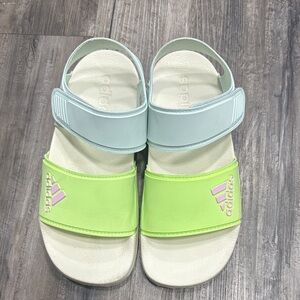 adidas Kids Light Green and Pale Blue Adjustable Strap Sandals